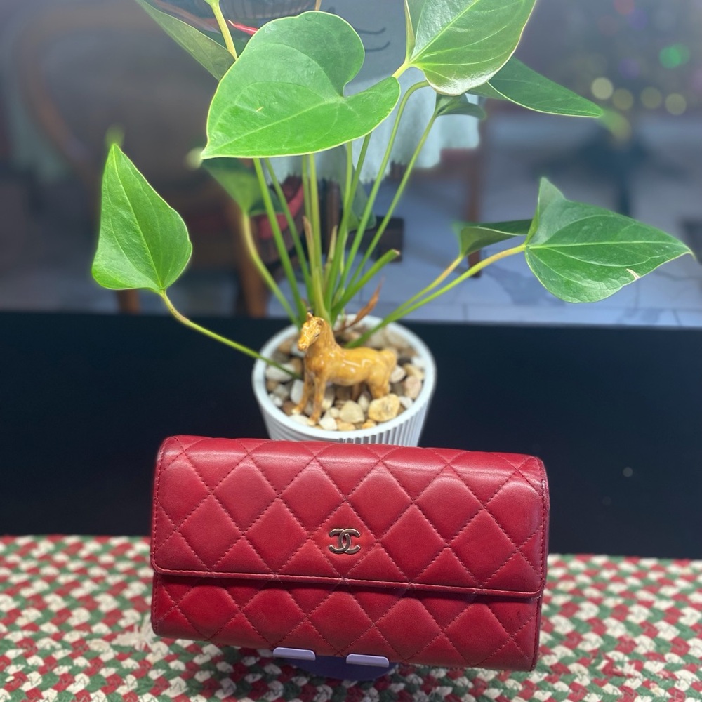Chanel Quilted Red Wallet with Silver Logo - Picture 10 of 15